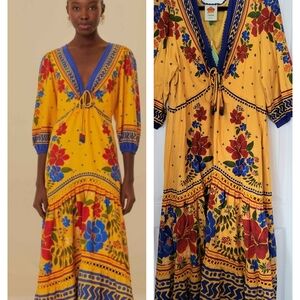 NWT Farm Rio Yellow Floral  Maxi Dress